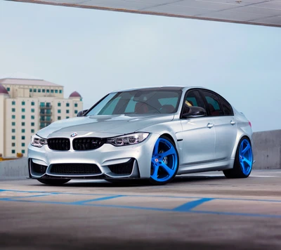 azul, bmw, coche, f80, ruedas hre