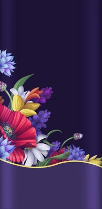 Vibrant Floral Bouquet on Deep Purple Background