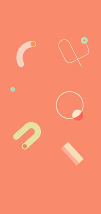 Playful Geometry on Peach Canvas: Abstract Shapes and Circles