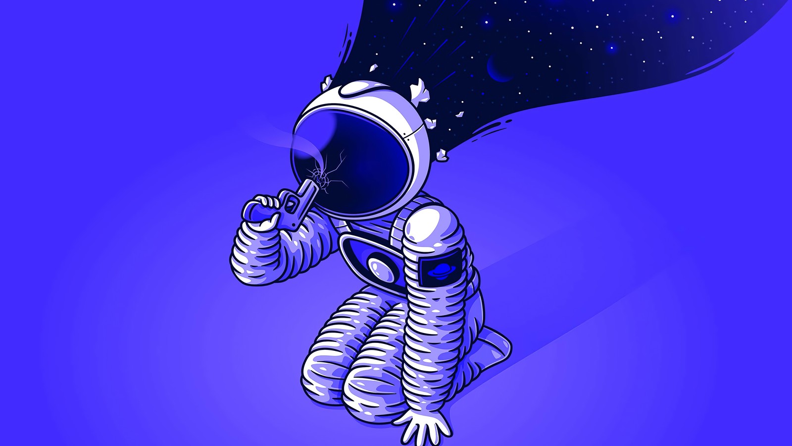 An astronaut with a space suit and a rocket in his hand (vector graphics, graphic design, sky, animation, fictional character)