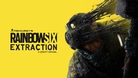 Tom Clancy's Rainbow Six Extraction: A striking visual featuring a masked operator against a vibrant yellow background, showcasing the game's intense atmosphere and tactical gameplay.