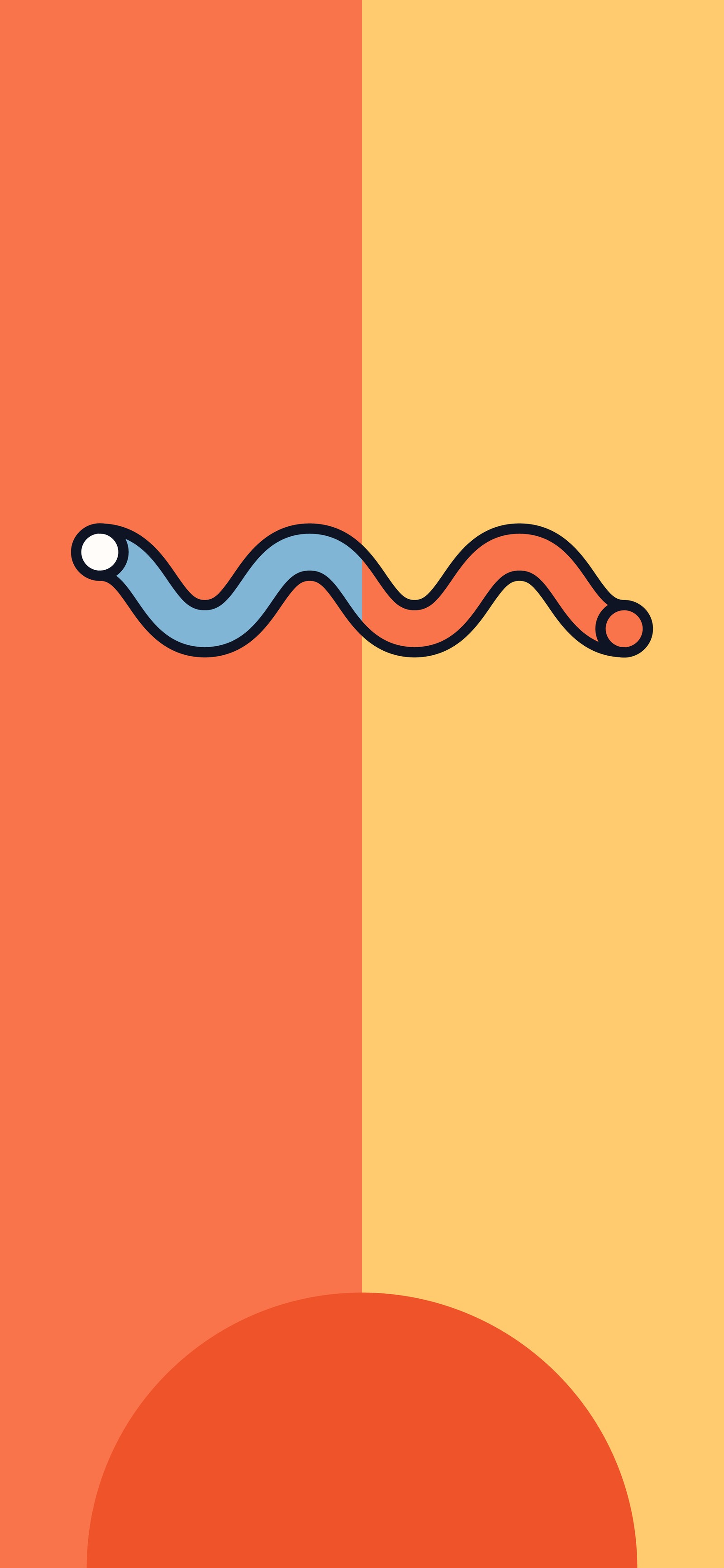 Illustration of a worm on a yellow and orange background (orange, snake, reptile, scaled reptile, pattern)