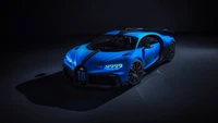 Impresionante Bugatti Chiron azul con iluminación dinámica