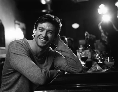 hugh jackman, noir et blanc, noir, monochrome, film