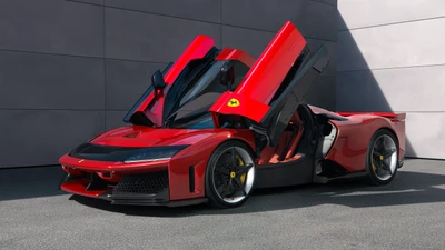 Ferrari F80 2025: Um impressionante supercarro vermelho com portas elevatórias