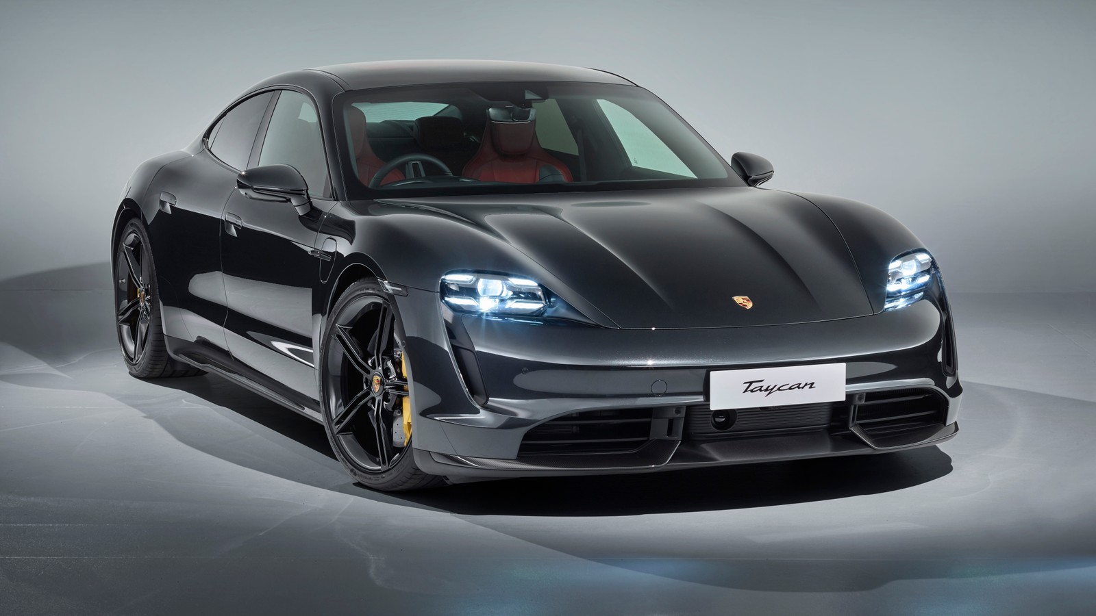 Скачать обои porsche taycan turbo s, 2020, 5k, 8k, черный темный