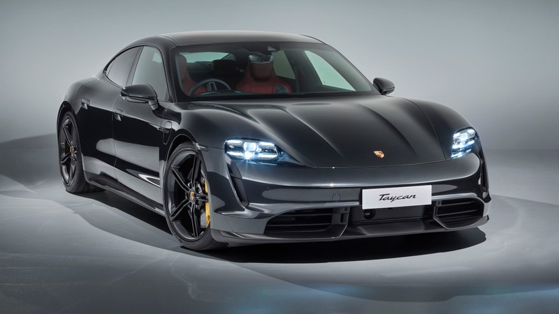 Черный пorsche taycan (porsche taycan turbo s, 2020, 5k, 8k, черный темный)