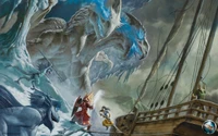 Epic Battle Against Mythical Sea Creatures in a Frozen Realm