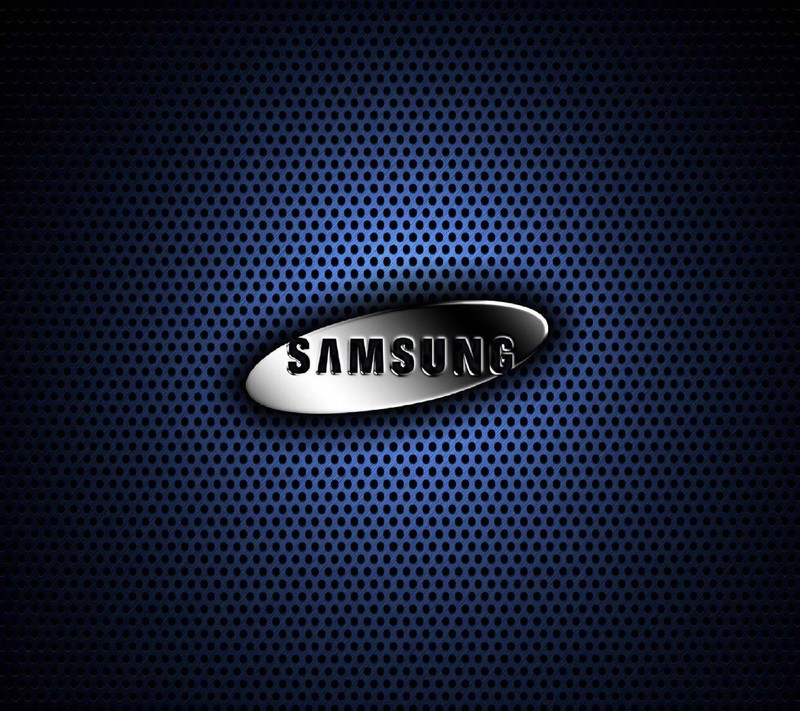 Близкий план логотипа samsung на синем фоне (логотип, samsung)