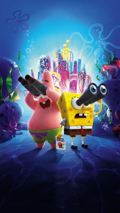 SpongeBob et Patrick explorent la ville sous-marine dans une aventure colorée