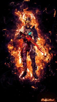 Dynamic Warrior in Fiery Armor from Free Fire