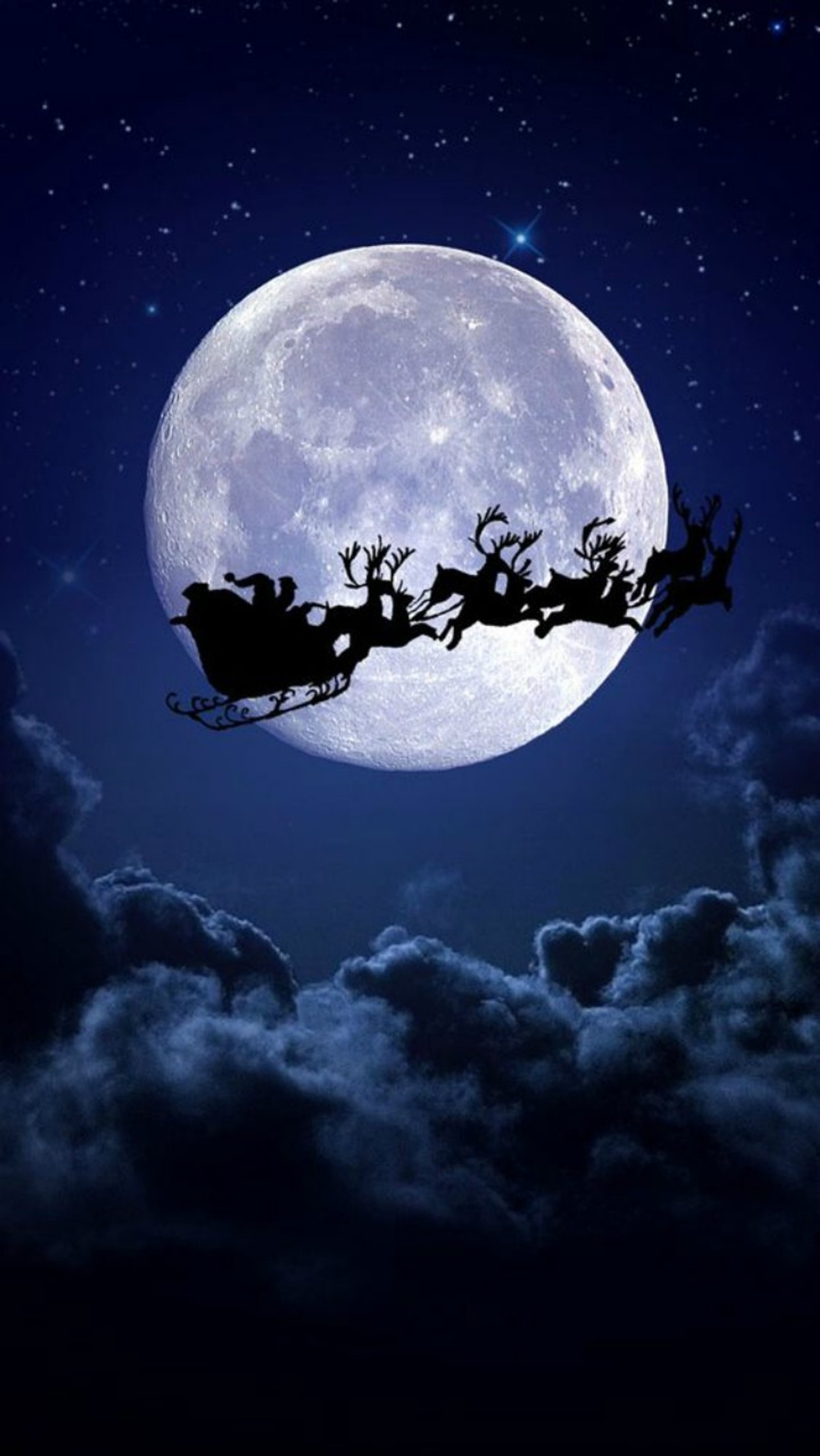 christmas, moon, santa claus wallpaper