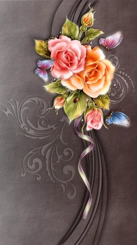 Glowing Roses and Butterflies: A Colorful Romantic Design