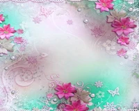 background, flowers on paper wallpaper