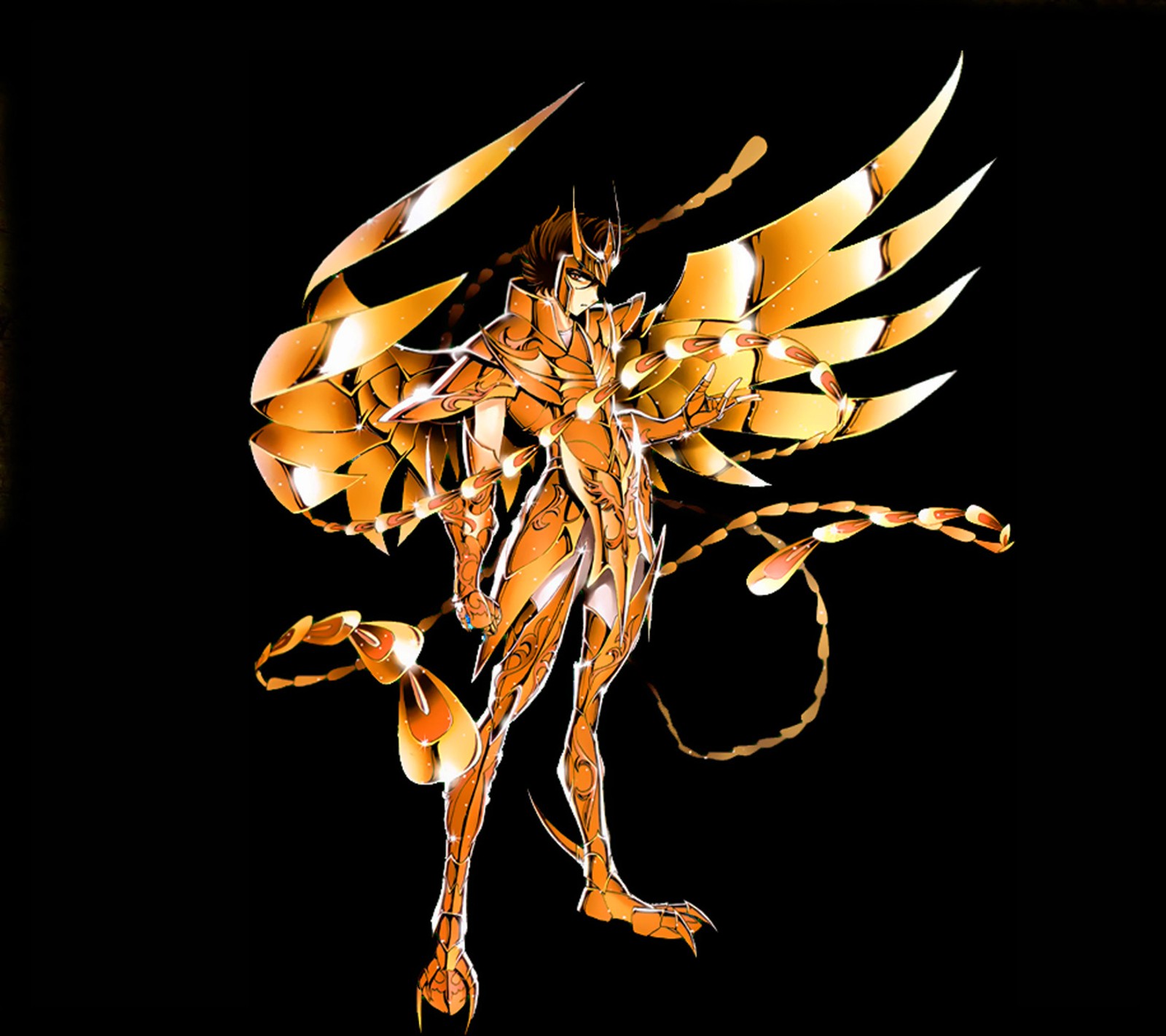 Anime, dorado, ángel, alas, oro, alas, alas doradas, alas doradas, dorado (ave fénix, ave fenix, caballeros del zodiaco, ikki)