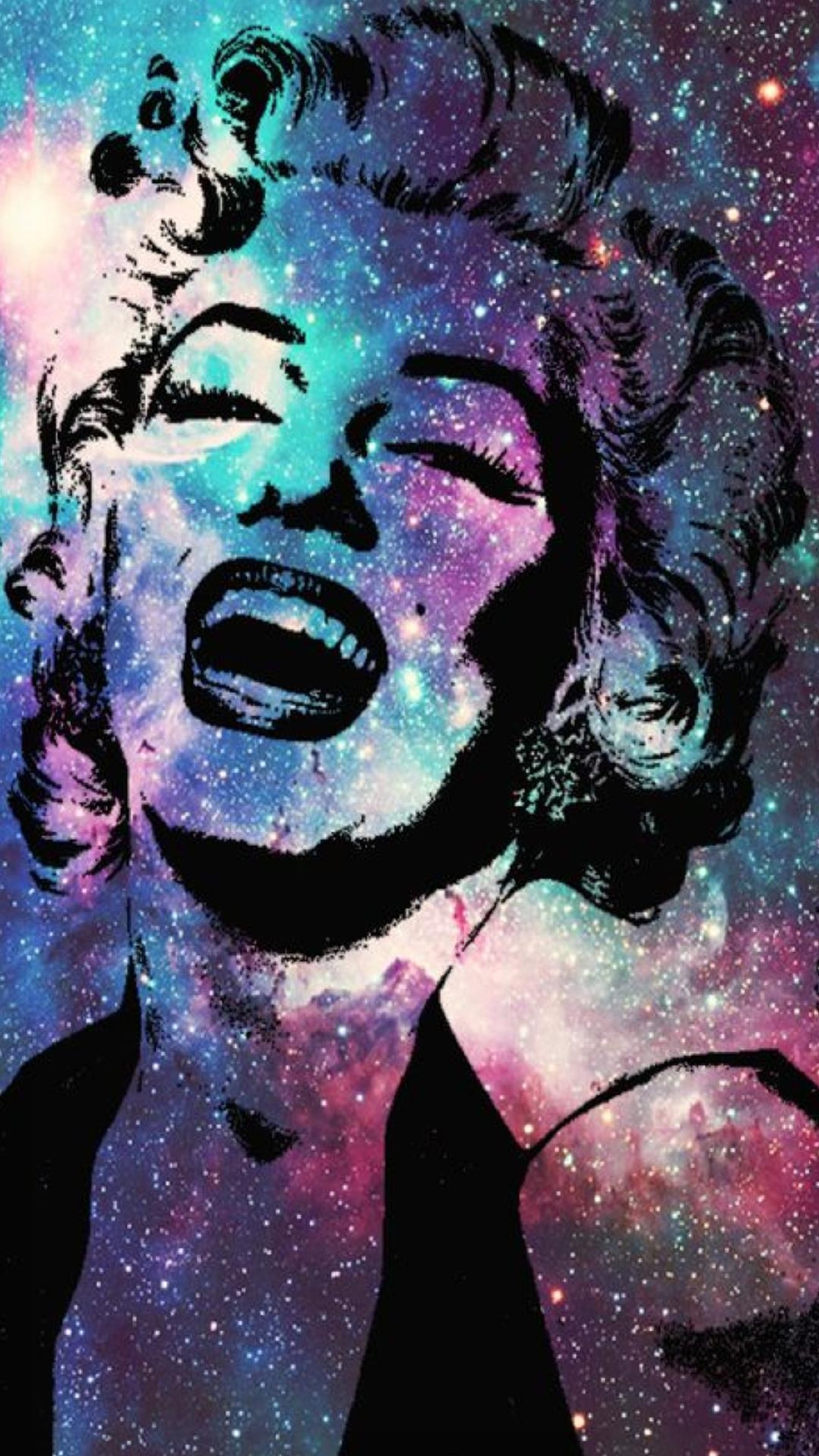 Une peinture galactique de marilyn monroe (fgd, fgh)