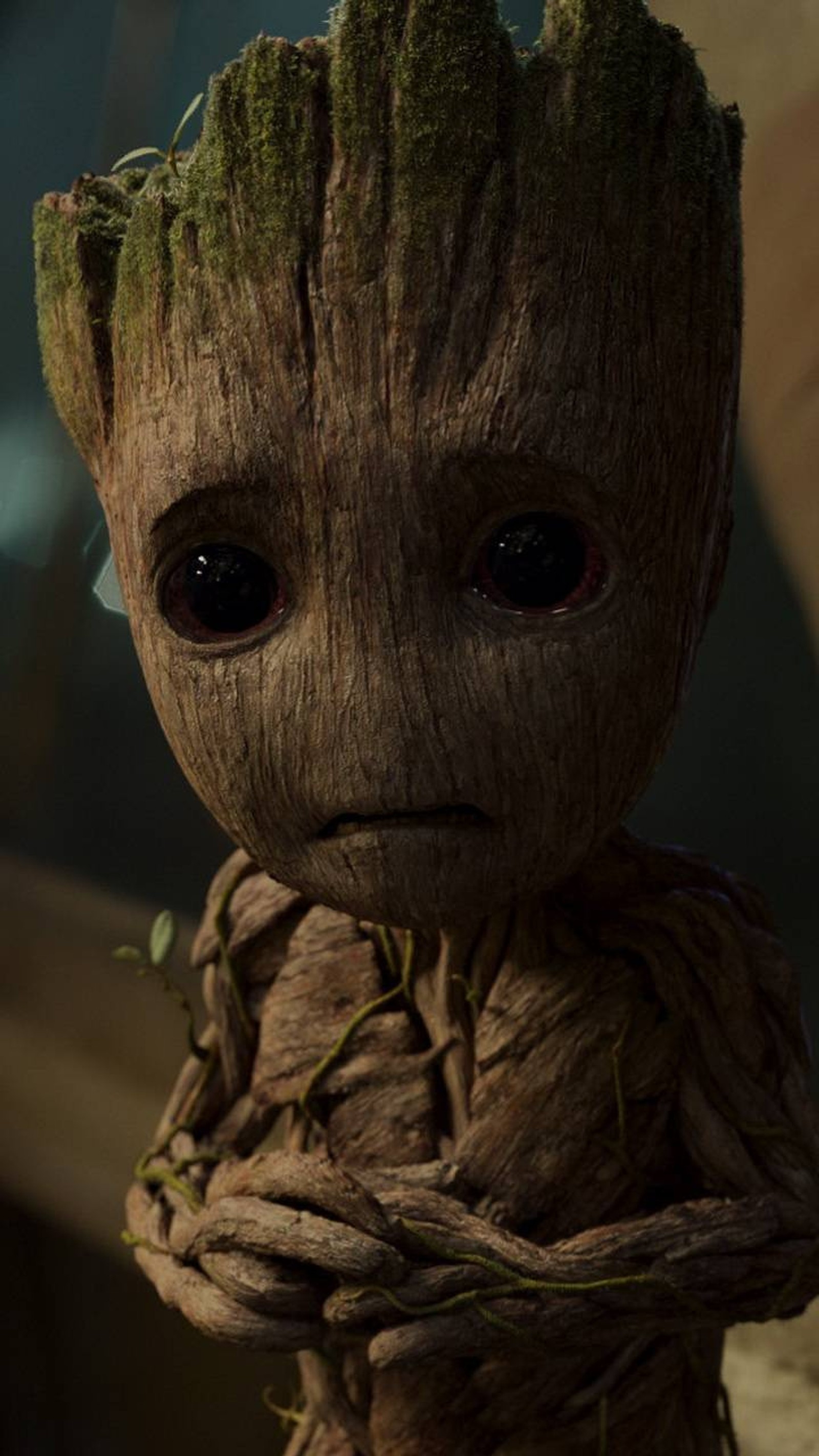 Eine nahaufnahme eines wesens mit sehr großen augen. (geist, tot, groot, star wars, guardians of the galaxy)