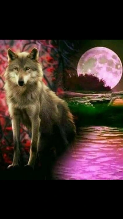 moon, wolf