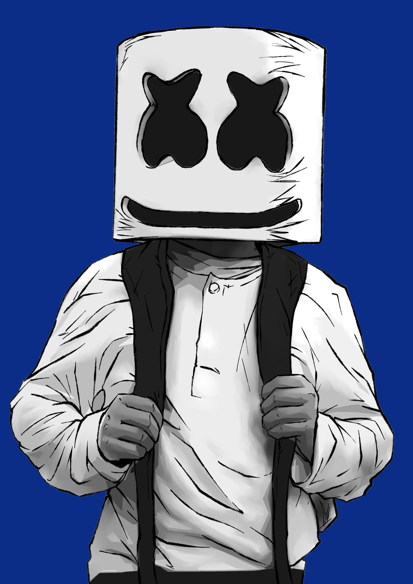 A close up of a person wearing a white shirt and a black jacket (abej, beograd, love, marshmello, music)