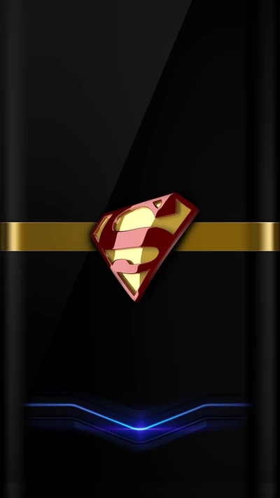 Logo de Superman en neón sobre un fondo negro elegante