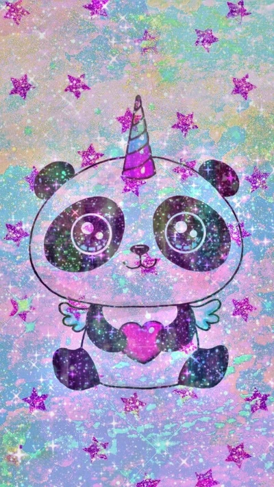 animal, cores, panda, pandicorn, estrelas