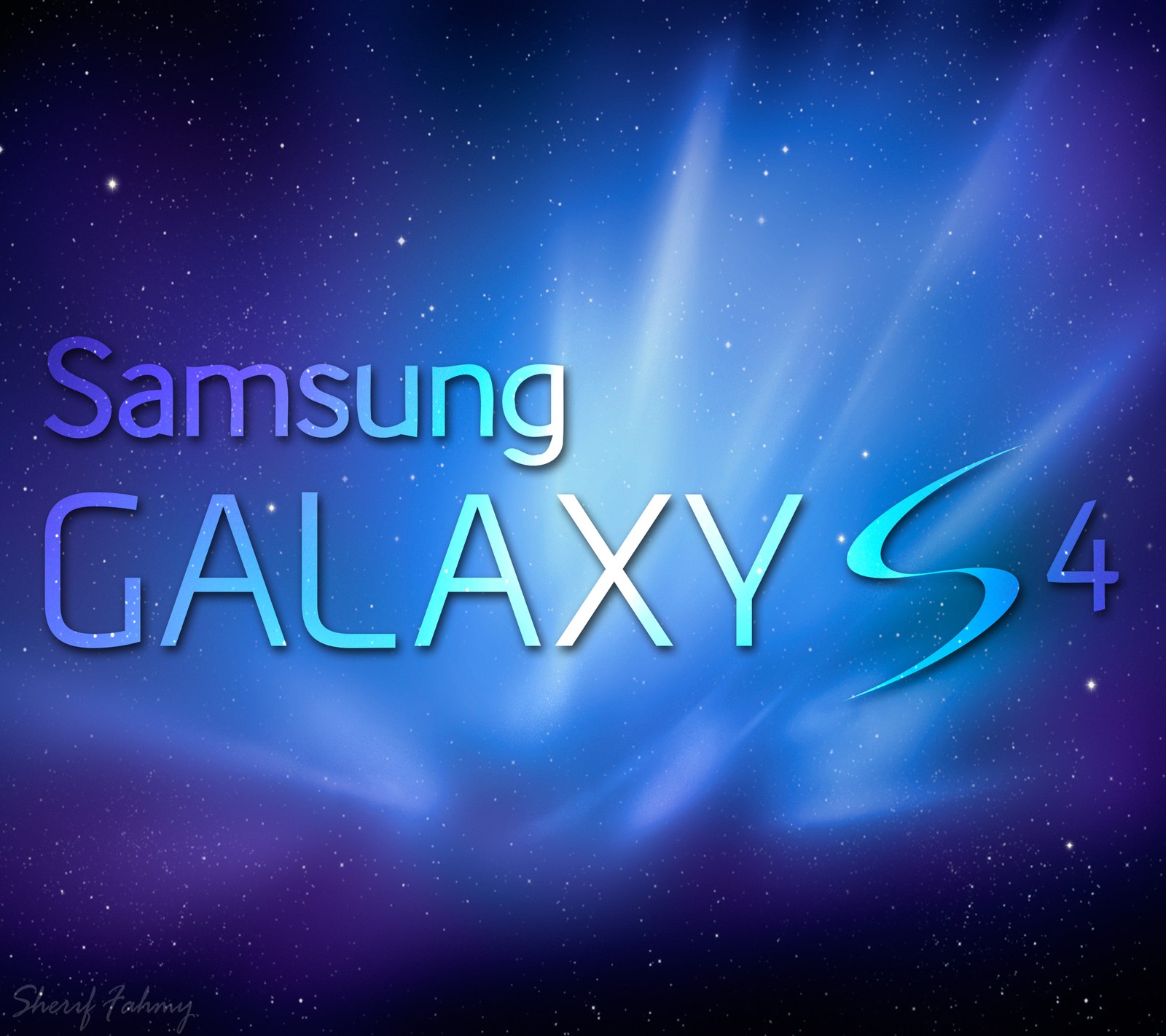 A close up of a galaxy with the words samsung galaxy s4 (blue, galaxy, purple, s4, samsung)