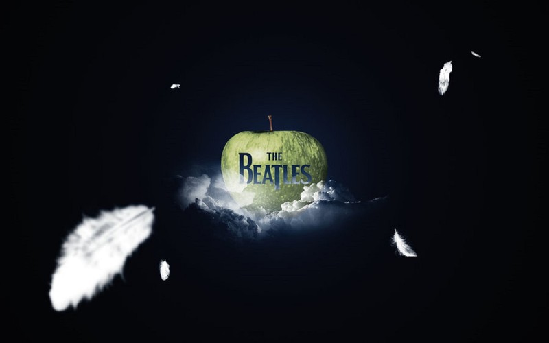 Яблоко с логотипом the beatles, плавающее в воздухе (яблоко, группа, битлз, beatles, the beatles)