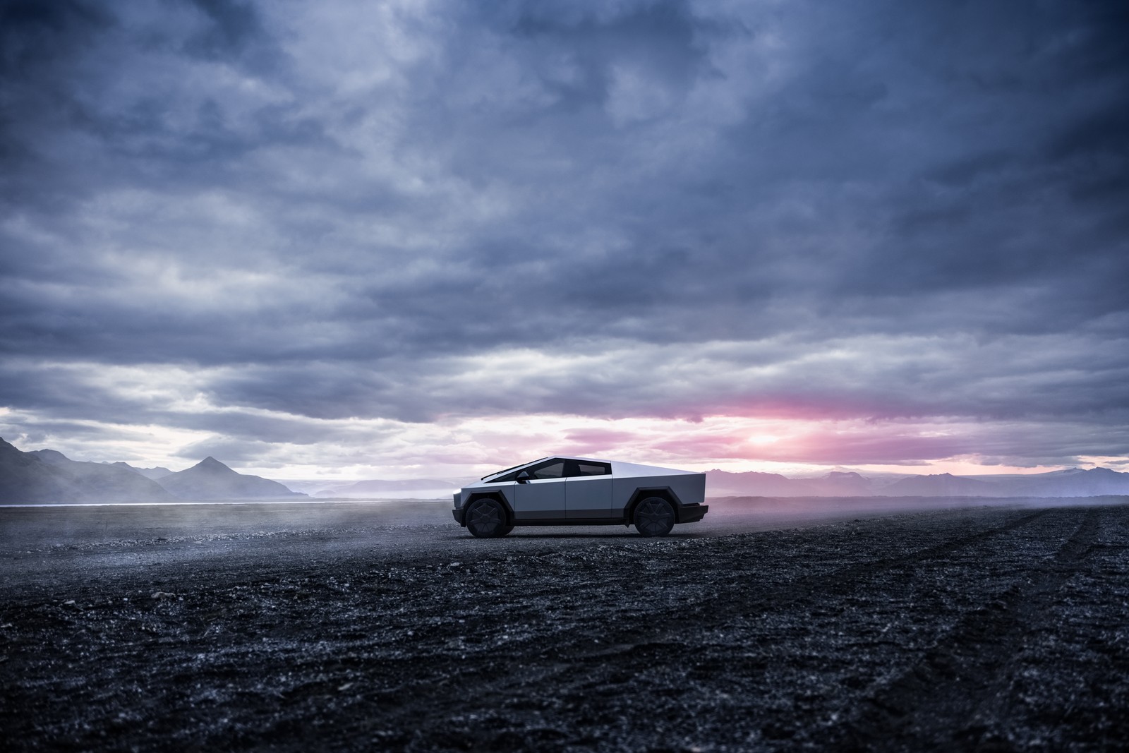 Descargar tesla cybertruck, atardecer, coches, fondo de pantalla 4k gratis