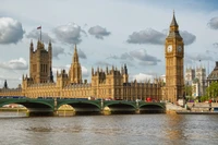 Vista panorámica de las Casas del Parlamento y Big Ben desde el Puente de Westminster