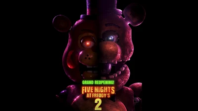 Forme duale de Freddy Fazbear : Freddy usé de Cinq nuits chez Freddy 2 sur un fond sombre