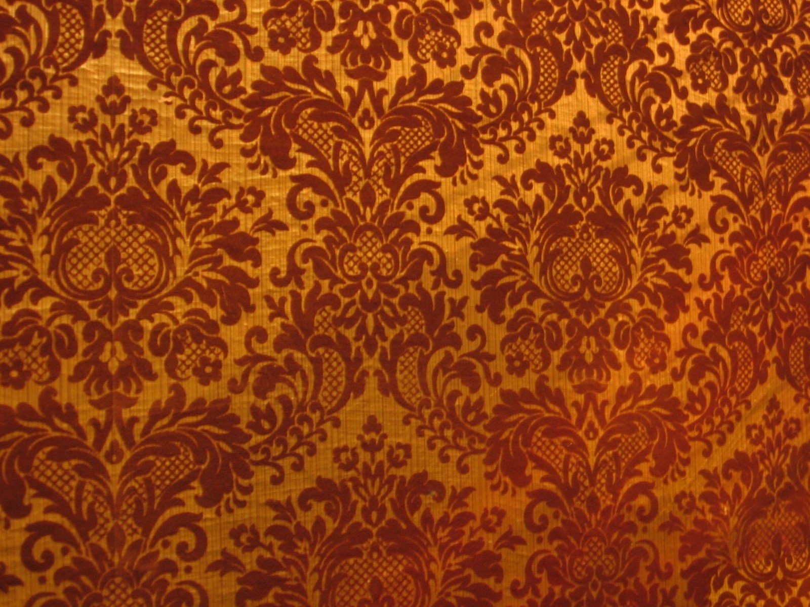 A close up of a wall with a pattern of brown and white flowers (design, pattern, orange, brown, visual arts)