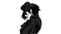 Monochromes minimalistisches Porträt von Alucard aus Hellsing