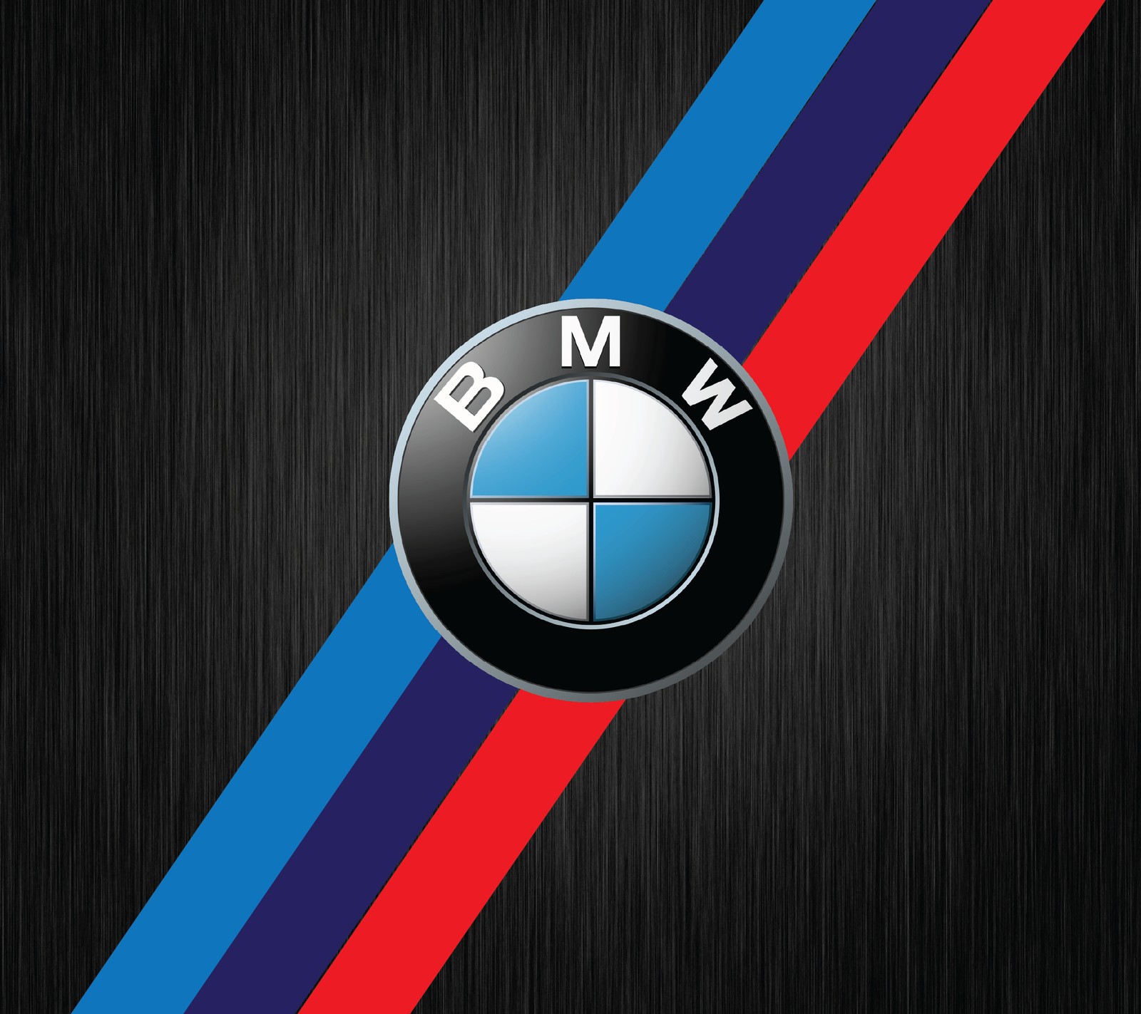 Bmw-logo auf schwarzem hintergrund mit roten, blauen und weißen streifen (bmw, m farben)