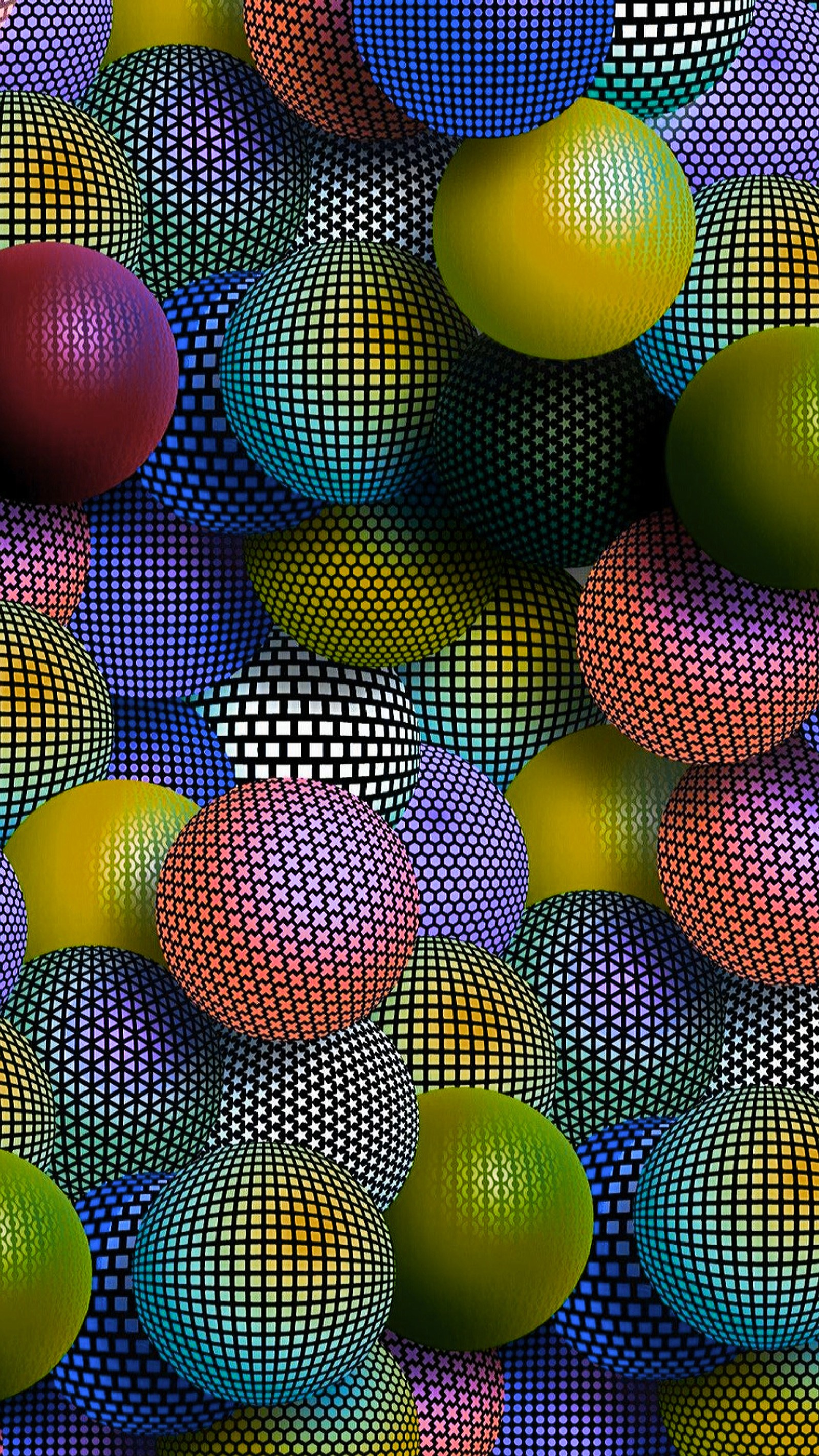 A close up of a bunch of balls with a red ball in the middle (3d, balls, color, round, texture)