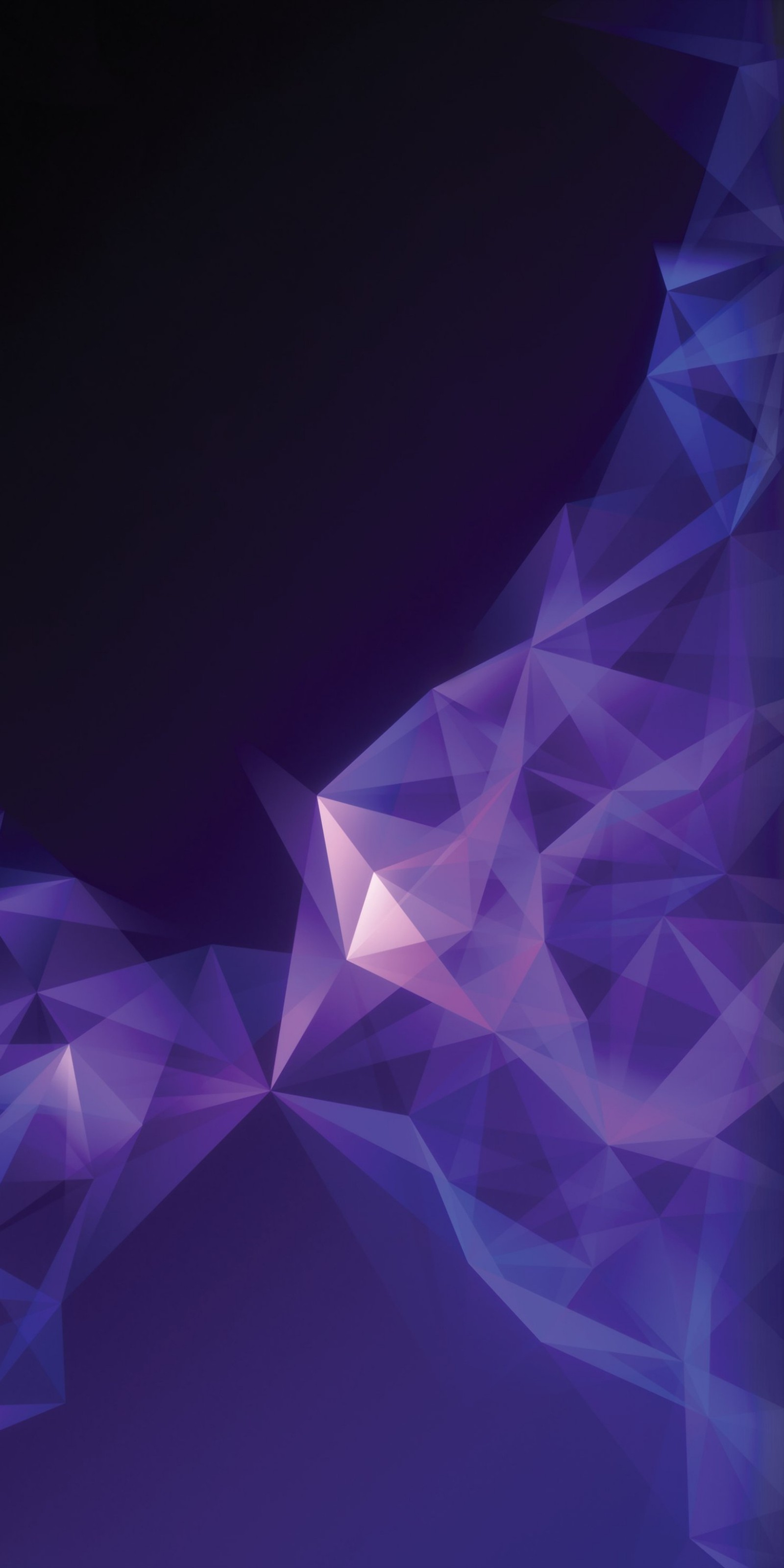 Purple and blue abstract background with triangles and a dark background (abstract, android, background, galaxy, polygon)