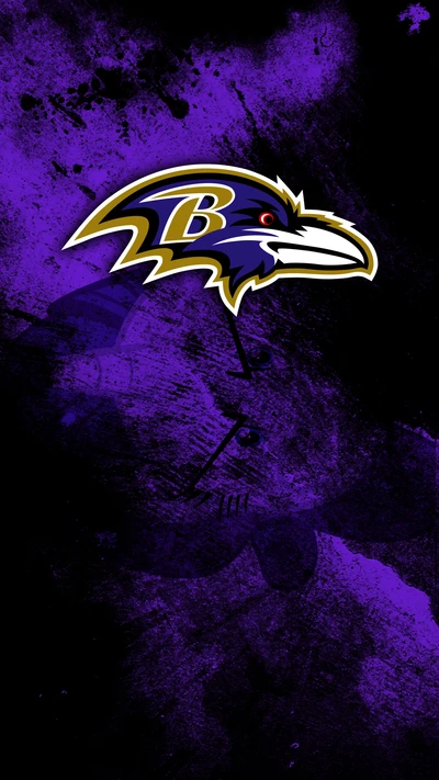 Logo de l'équipe NFL Baltimore Ravens sur fond violet grunge