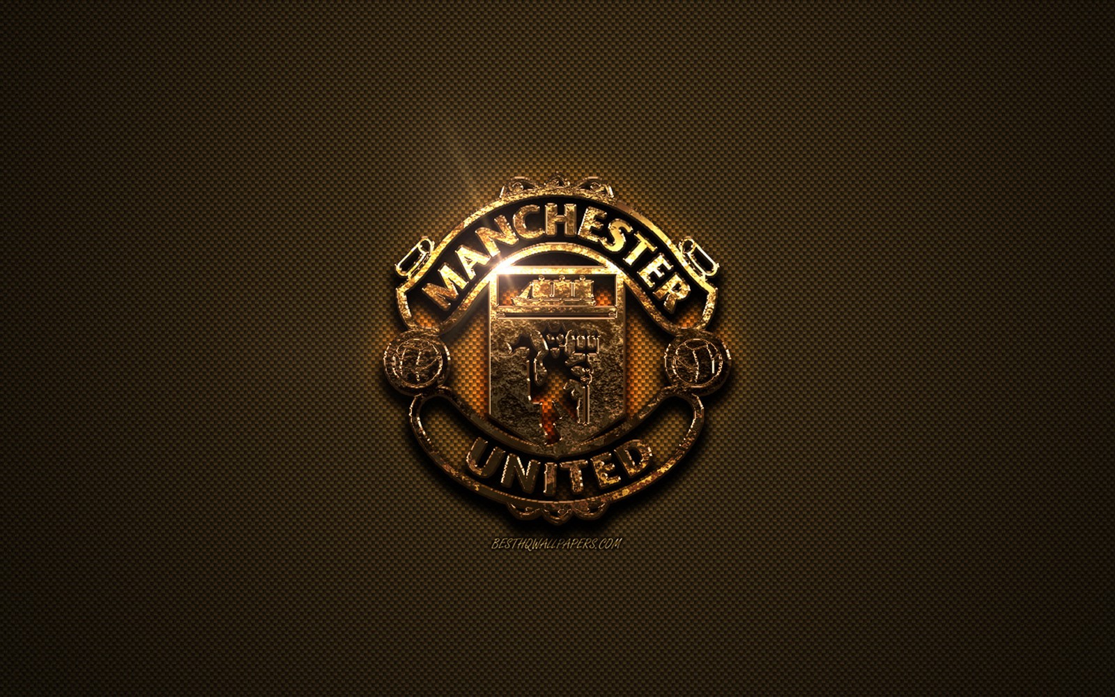 Un primer plano de una insignia en una pared con luz (club, logotipo, manchester united, man united, manchester)