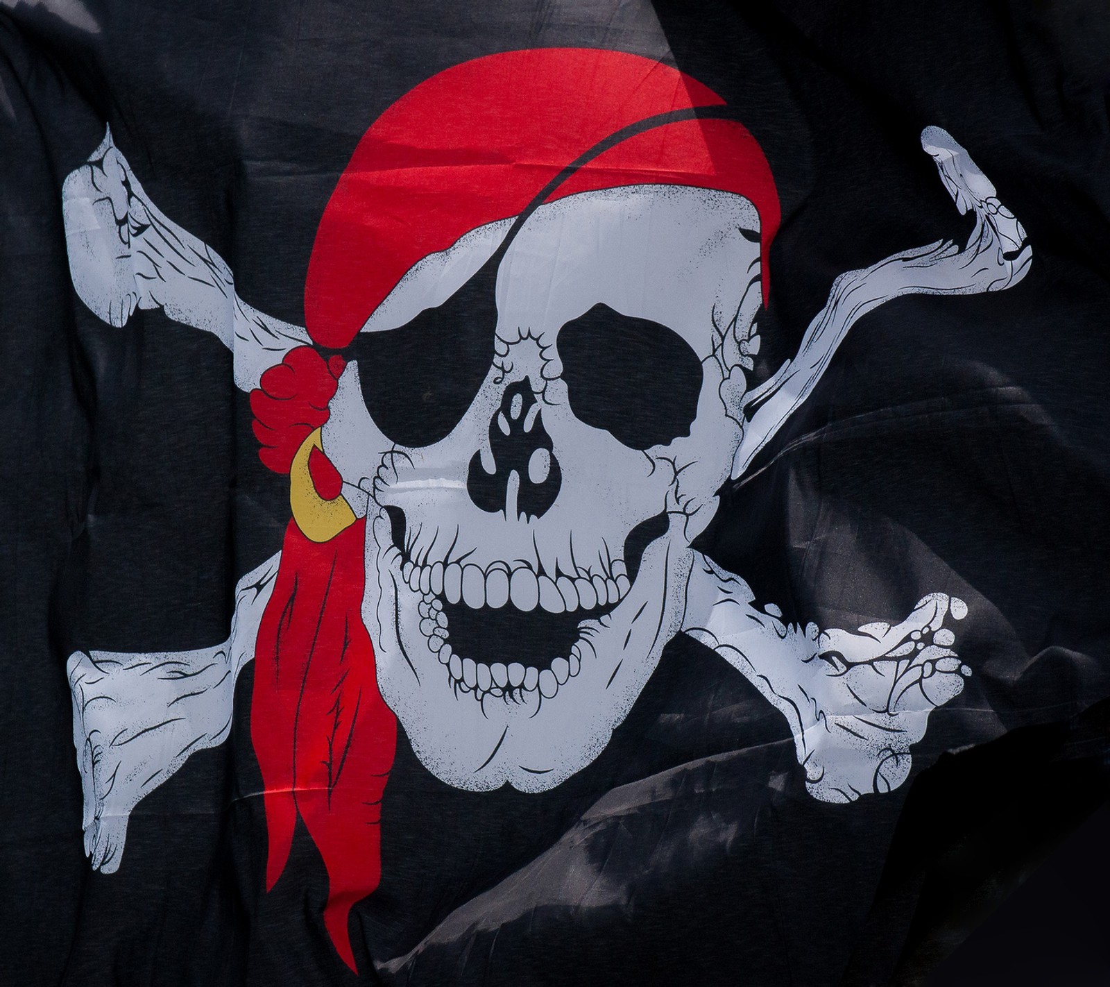 Bandera pirata con calavera y huesos cruzados (abej, beograd, bandera)