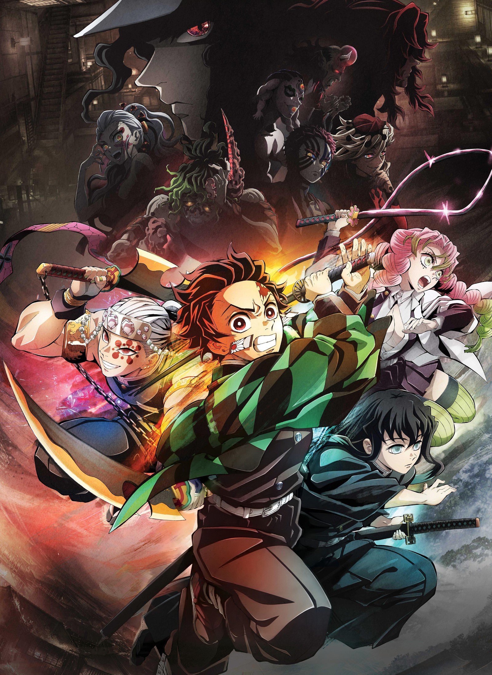 demon slayer kimetsu no yaiba, tengen uzui, tanjiro kamado, mitsuri kanroji, muichiro tokito Download Wallpaper