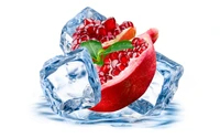 ice cream, ice, ice cube, pomegranate, liquid wallpaper