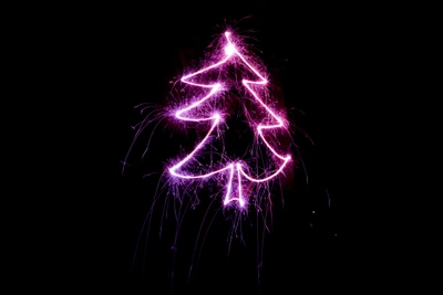 Arbre de Noël électrique violet avec des lumières scintillantes