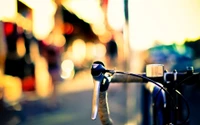 Evening Light on a Bicycle Handlebar with Bokeh Effect