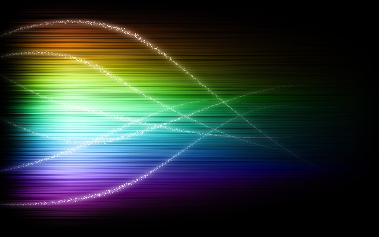 A rainbow colored wave of light on a black background (light, line, neon, circle, graphics)