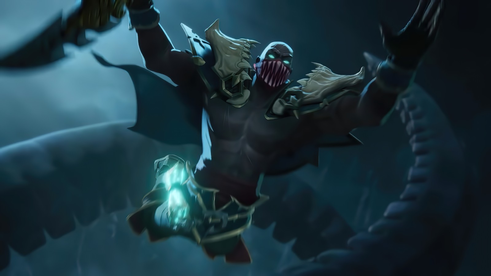 Um close de uma pessoa segurando uma espada em uma sala escura (pyke, ruined king a league of legends story, lol, jogo de vídeo, league of legends)