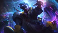 Ekko de True Damage: Una representación vibrante de arte splash en League of Legends