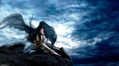 angel, mythology, darkness, cloud, supernatural creature