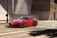 Porsche 911 Turbo S 2021 da TechArt em ambiente urbano