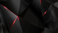 Dynamic Black and Red Geometric Design with Light Accents