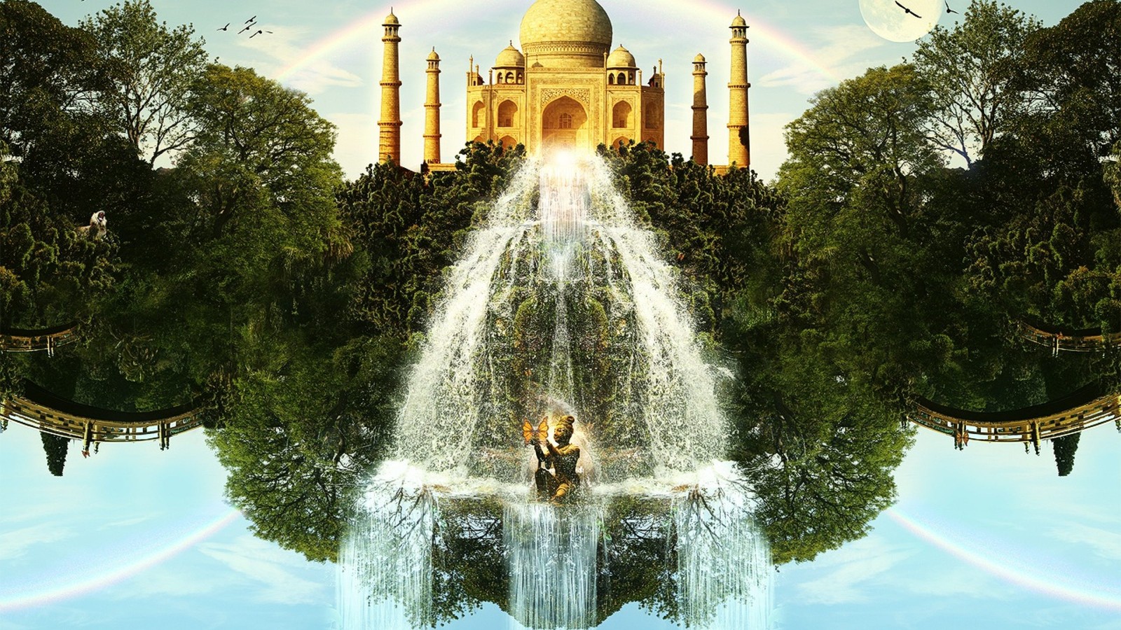 taj mahal, water, fountain, water feature, watercourse wallpaper