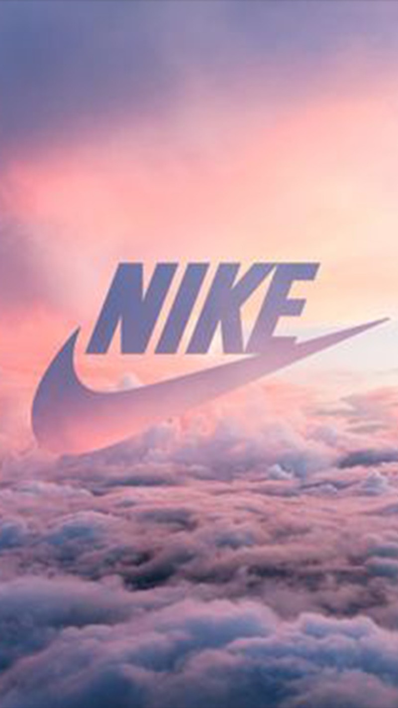 Изображение логотипа nike над облаками (синий, облака, nike, розовый)